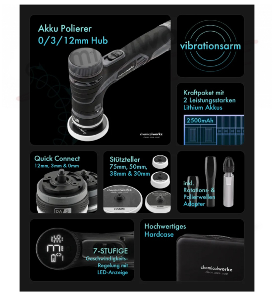 chemicalworkz EVO mini Pro Akku Hybrid Exzenter Poliermaschine